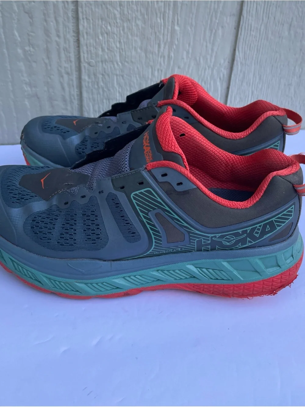 Hoka One One Stinson ATR 5 Running Shoes Mens 9 Blue/Orange F27219E read
